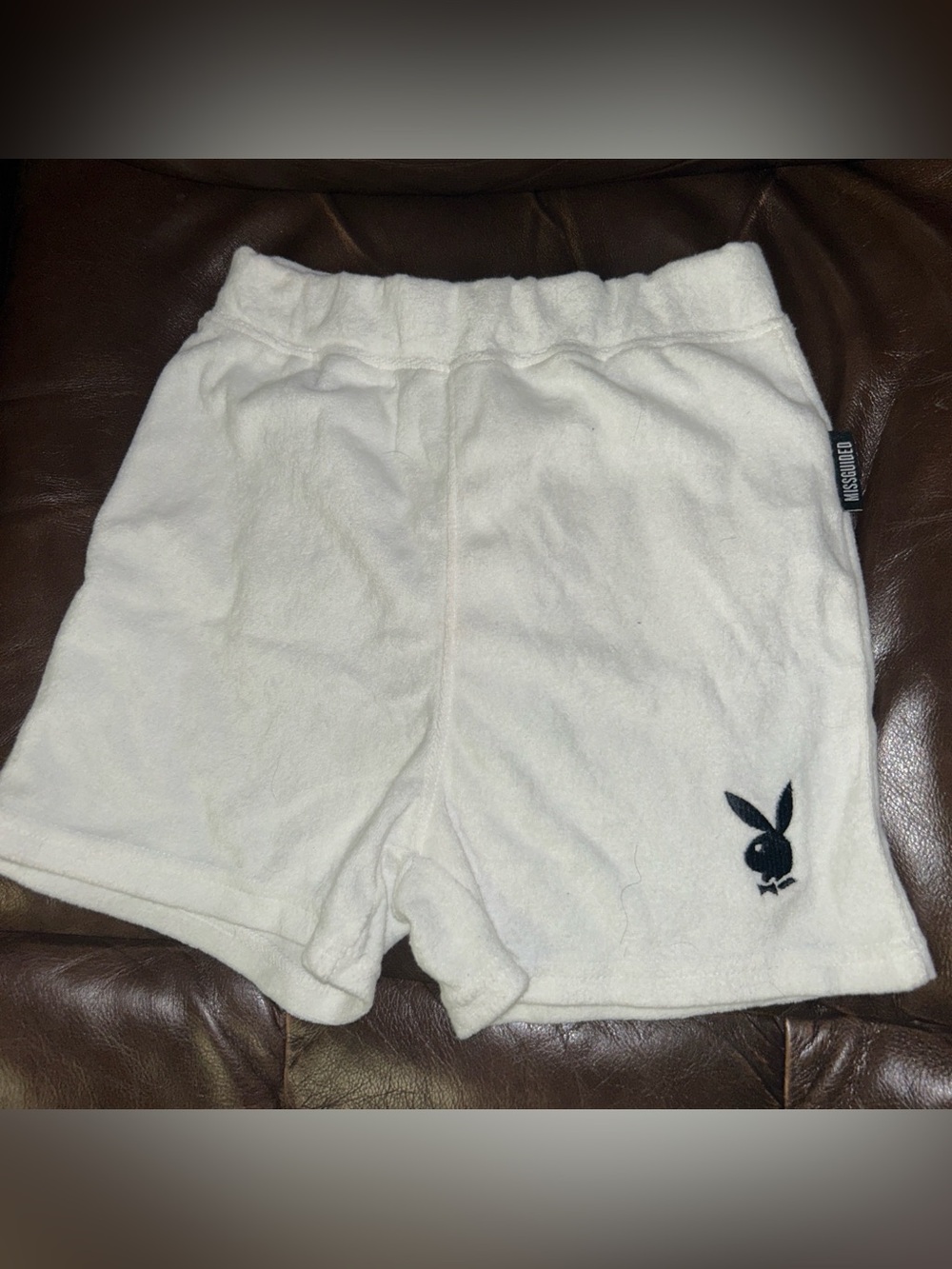 Playfulness Terry Shorts with Bunny Logo - White